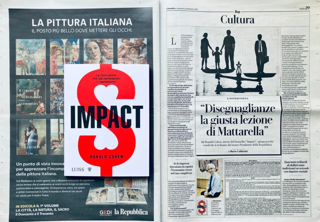 12th February 2022
Mario Calderini per Repubblica intervista Sir Ronald Cohen