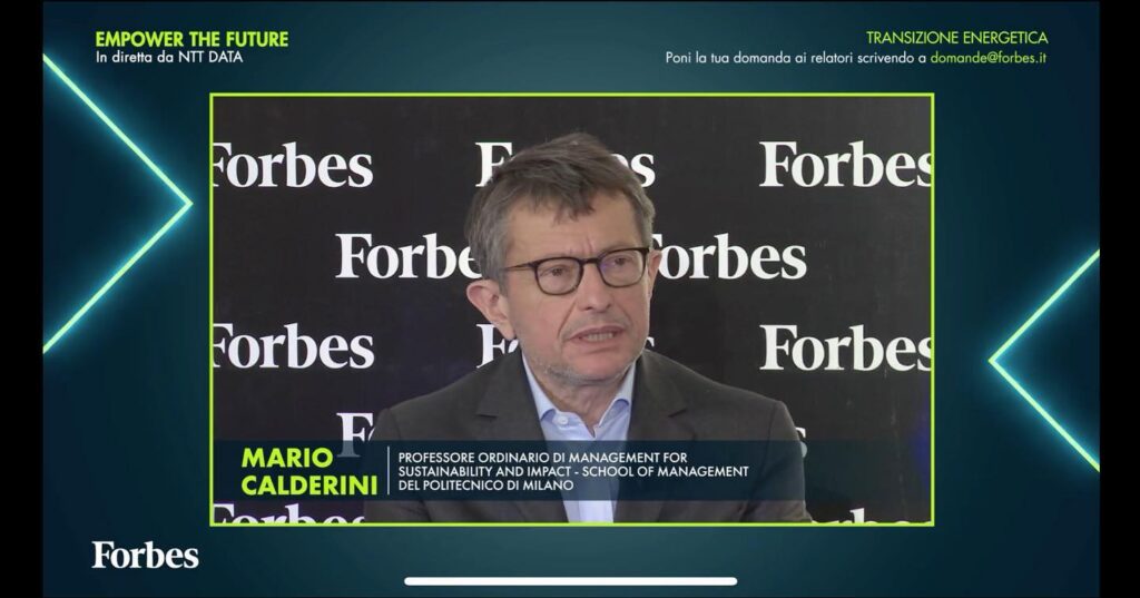 L'intervento di Mario Calderini, Direttore Tiresia – Politecnico Milano, all'evento di Forbes Italia dedicato alla sostenibilità.